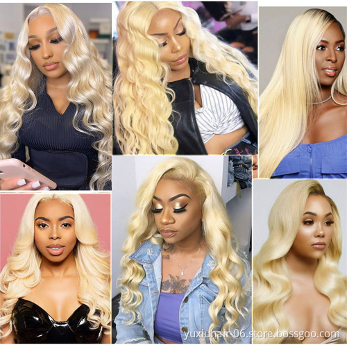 Brazilian 13by4 body Wave Blonde lace Wigs Human Hair Cuticle Aligned Virgin Hair Transparent Lace Frontal Wigs For Black Women
